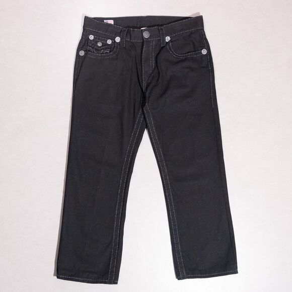 True Religion Mens Ricky Super T Flap Pockets Thick Stitch Black Jeans 36x28 USA - Picture 1 of 8